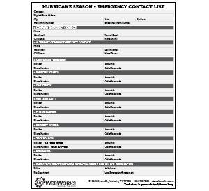 Hurricane Preparedness Contact List Thumbnail